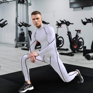 WRAGCFM Men's Compression Shirts Long Sleeve Athletic Running Cool Dry Active Tops Workout Sports Gym Baselayer（White，S）