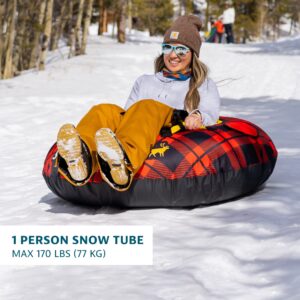 Yukon Charlie's Timber Tube Snow Sled with Durable Fabric Shell - Green Plaid