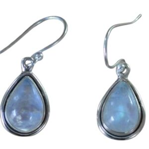 Natural Rainbow Pear Moonstone Dainty Dangle Earring 925 Sterling Silver Wedding gift Jewelry