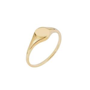 Amazon Essentials 14K Gold Plated Sterling Silver Round Signet Ring Size 6, Yellow Gold