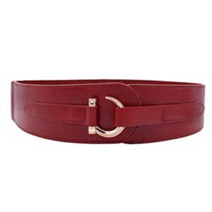 TeeYee Red Leather Belts Elastic Renaissance Waist Stretch Retro Belt Vintage Fashion Medieval Fashion Hook Belt Medium