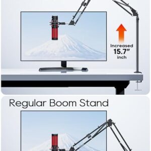 CACENCAN Boom Arm, 360° Rotatable Microphone Stand with Desk Mount, Foldable Desk Mic Arm with 3/8'' to 5/8'' Screw Adapter, Microphone Arm for Live Streaming, Gaming, Podcasting[Heightened Version]