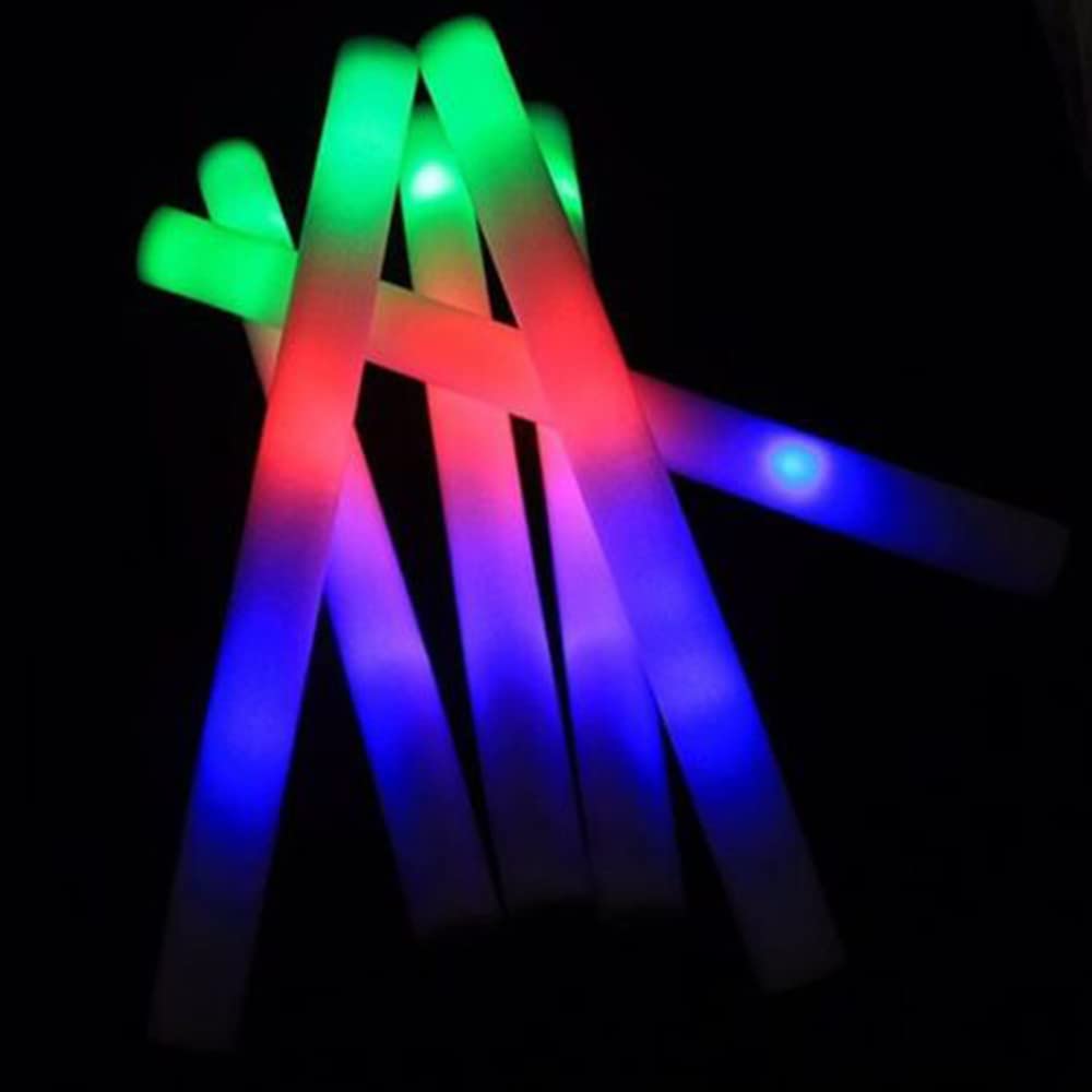 LED Foam Sticks,100Pcs Glow Sticks Bulk,18 Inch Multi Color Flashing Glow Batons, Strobes, 3 Flashing Modes - Party, DJ, Concerts, Festivals, Events, Promotions,Birthdays, Weddings