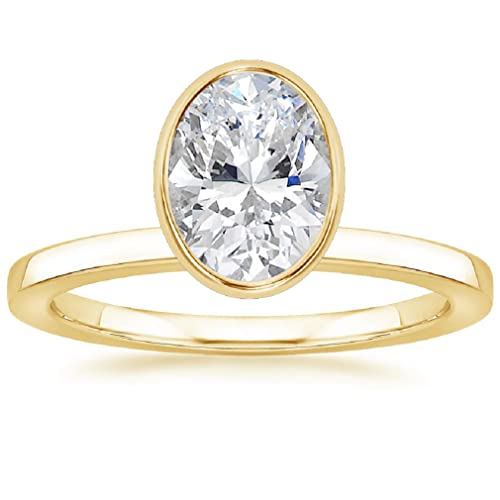 10K Solid Yellow Gold Handmade Engagement Ring 2.0 CT Oval Cut Moissanite Diamond Solitaire Wedding/Bridal Ring Set for Women/Her Propose Ring (5)