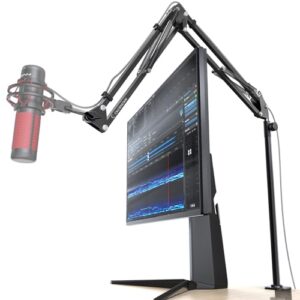 CACENCAN Boom Arm, 360° Rotatable Microphone Stand with Desk Mount, Foldable Desk Mic Arm with 3/8'' to 5/8'' Screw Adapter, Microphone Arm for Live Streaming, Gaming, Podcasting[Heightened Version]