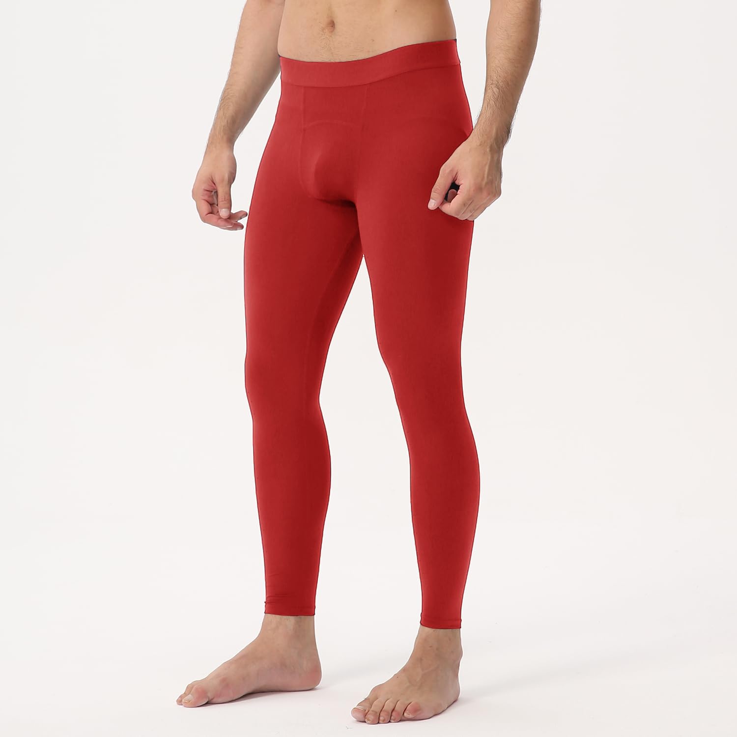 CARGFM Compression Pants for Men Basketball Football Tights Leggings Yoga Running Sports Workout Cool Dry Baselayer Red