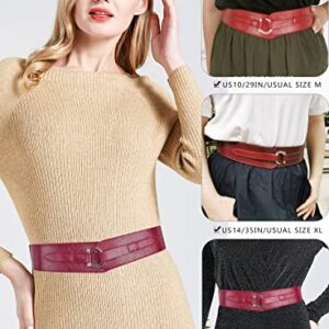 TeeYee Red Leather Belts Elastic Renaissance Waist Stretch Retro Belt Vintage Fashion Medieval Fashion Hook Belt Medium