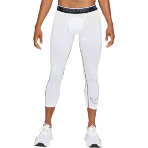 Nike Pro Dri-FIT Men's 3/4 Tights (Regular, White/Black, Medium)