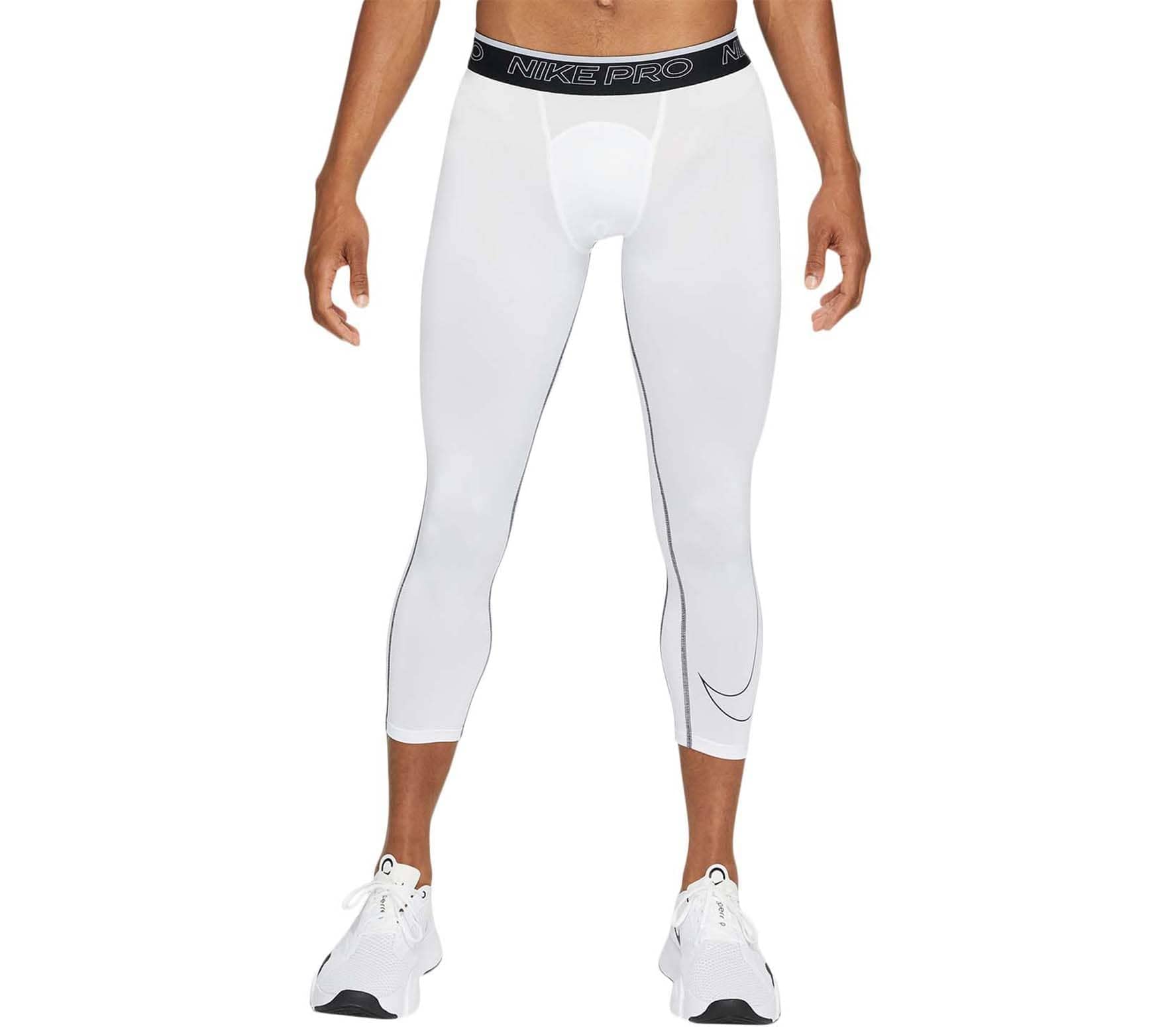 Nike Pro Dri-FIT Men's 3/4 Tights (Regular, White/Black, Medium)