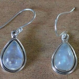 Natural Rainbow Pear Moonstone Dainty Dangle Earring 925 Sterling Silver Wedding gift Jewelry