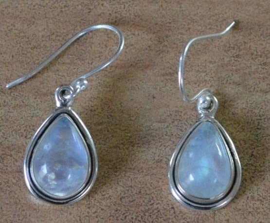 Natural Rainbow Pear Moonstone Dainty Dangle Earring 925 Sterling Silver Wedding gift Jewelry