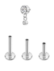 fansing clear cz dangle earrings stud surgical steel silver cartilage conch piercing jewelry helix tragus earrings clear cz end with 16g 6mm 8mm 10mm internally threaded posts