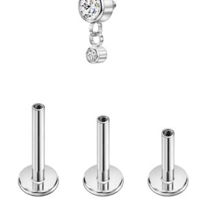 FANSING Clear CZ Dangle Earrings Stud Surgical Steel Silver Cartilage Conch Piercing Jewelry Helix Tragus Earrings Clear CZ End with 16g 6mm 8mm 10mm Internally Threaded Posts