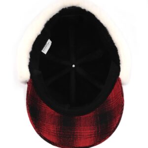 Zylioo XXL Fleece Baseball Cap with Earflap,Oversized Winter Warm Cap,Large Elastic Trapper Hunting Dad Hats Black Red