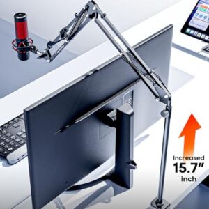 CACENCAN Boom Arm, 360° Rotatable Microphone Stand with Desk Mount, Foldable Desk Mic Arm with 3/8'' to 5/8'' Screw Adapter, Microphone Arm for Live Streaming, Gaming, Podcasting[Heightened Version]