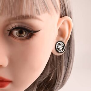 Atomhole 2PCS Ear Gauges Cool Spider 316 Stainless Steel Ear Plugs Tunnels Hypoallergenic Ears Expander for Stretched Piercing Body Jewelry