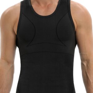 PODFAN Gynecomastia Compression Shirt for Men, Slimming Tank Top Undershirts, Mens Body Shaper Vest(Black,Large)