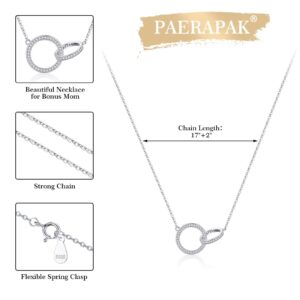 PAERAPAK Bonus Mom Gifts Necklace, 925 Sterling Silver Best Bonus Mom Ever Gifts Step Mom Necklace Bonus Mom Christmas Gifts Step Mom Mothers Day Gifts Jewelry Gifts for Bonus Mom Step Mom