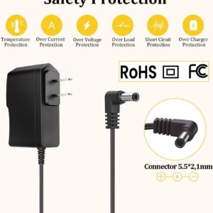 9V Power Supply for Guitar Pedals, Fit for BOSS Effects Pedal Roland Musical Instruments, Distortion, Casio Keyboard, PSA-120S, 850mA,Exact Long 6.6Ft Power Cord Adapter