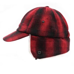 Zylioo XXL Fleece Baseball Cap with Earflap,Oversized Winter Warm Cap,Large Elastic Trapper Hunting Dad Hats Black Red