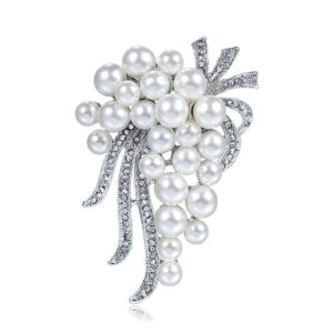 sisslia pearl brooch silver brooches for women rhinestone brooch broach large flower brooch pins for women large brooch for women wedding banquet anniversary christmas valentine's day