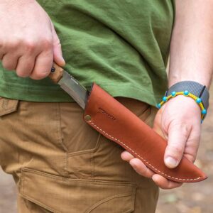 BPS Knives HK1 SSH - Handmade Stainless Steel Knife - Fixed Blade Full Tang Hunting Knife - Camping Bushcraft Knife With Leather Sheath - Outdoor Knives - Survival Camp Knife