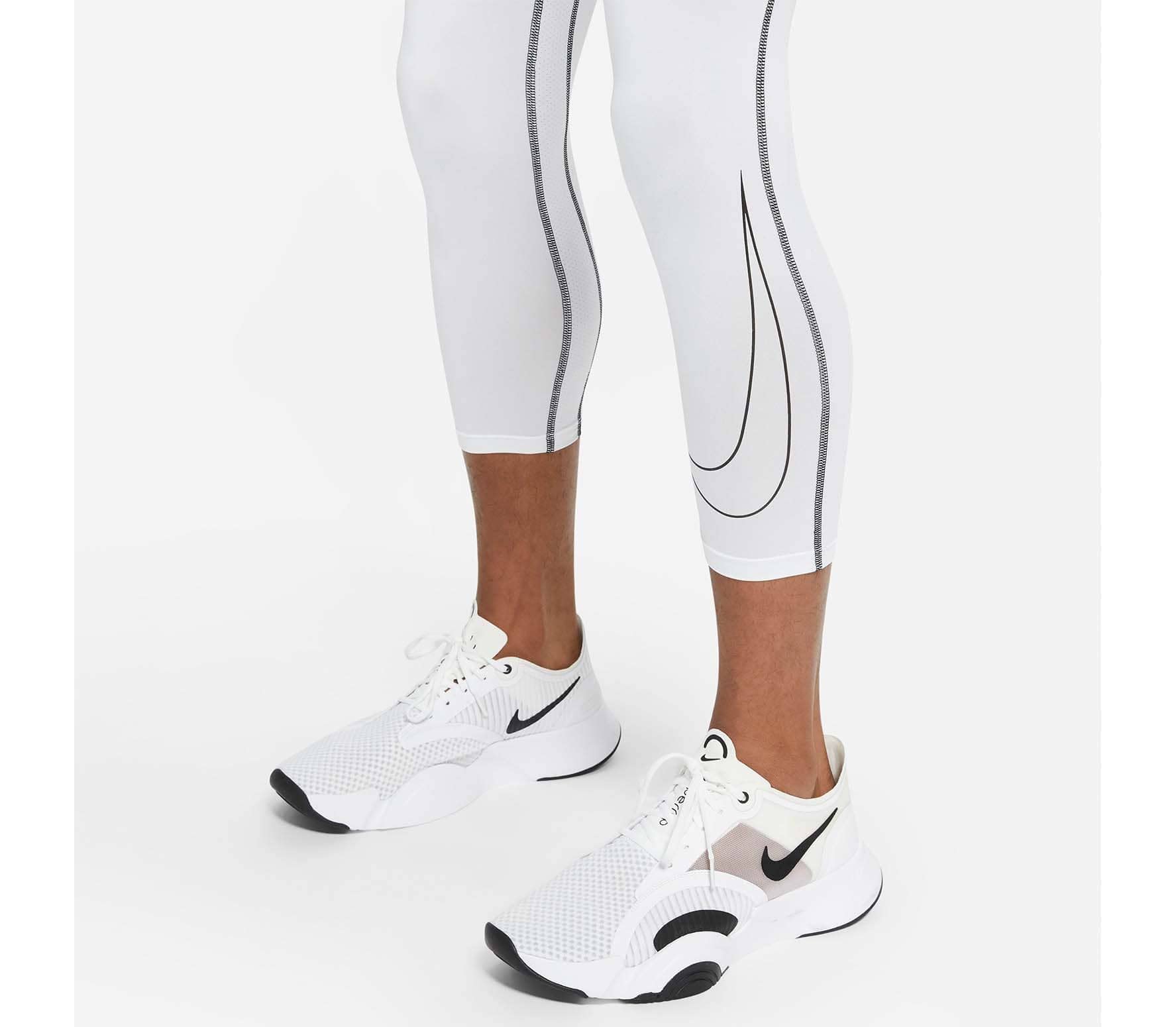 Nike Pro Dri-FIT Men's 3/4 Tights (Regular, White/Black, Medium)