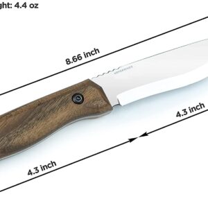 BPS Knives HK1 SSH - Handmade Stainless Steel Knife - Fixed Blade Full Tang Hunting Knife - Camping Bushcraft Knife With Leather Sheath - Outdoor Knives - Survival Camp Knife