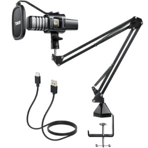 TONOR USB Microphone Kit, PC Podcast Recording Cardioid Condenser Computer Mic Set for Gaming, Streaming, Singing, Voice Over, YouTube, Studio Mic Bundle with Adjustable Arm Stand, TC30+