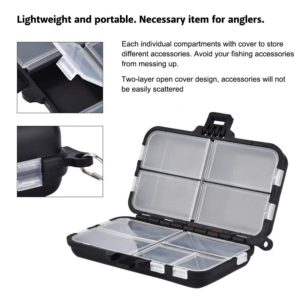 Fishing Tackle Box, Portable Reusable Fishing Hook Storage Case 9 Grids Translucent Cover Two Layer Fishing Tackle Accessories for Hiking, Travel