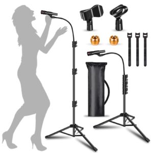 mic stand boom microphone stands floor tripod gooseneck mike stand height adjustable 3'- 6' with mic clips and 3/8" - 5/8" adapter microphone stand for kids singing performance wedding stage