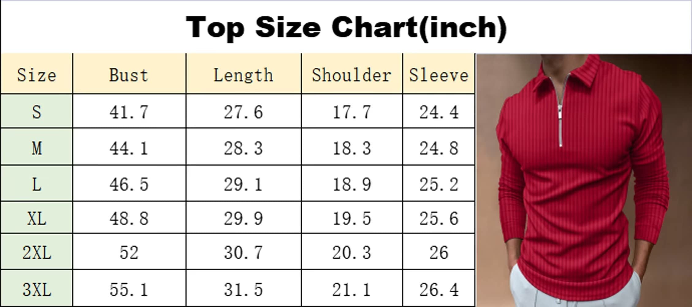 BURWOF Size S Green Mens Long Sleeve Polo Shirts Fashion Zipper Polos Casual Golf T-Shirts Stretch Ribbed Soft Tees for Men