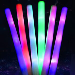 LED Foam Sticks,100Pcs Glow Sticks Bulk,18 Inch Multi Color Flashing Glow Batons, Strobes, 3 Flashing Modes - Party, DJ, Concerts, Festivals, Events, Promotions,Birthdays, Weddings