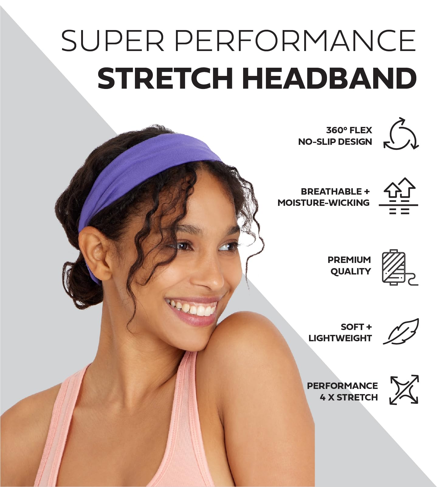 Workout Headbands -10 Pack | Sweatbands for Women Mens Girls Boys | Non Slip Sweatbands for Yoga Running Fitness | Wicking Hairbands