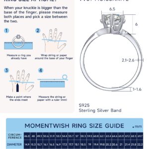 MomentWish Engagement Rings, 1Carat Moissanite Rings for Women, Simulated Diamond 925 Sterling Silver Solitaire Rings Anniversary Wdding Gift for Her-Size7