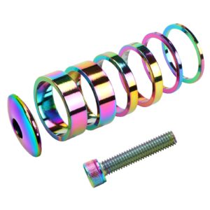 meische 1 1/8 inch headset spacer with stem top cap bolt kit rainbow 28.6mm fork tube washer cover