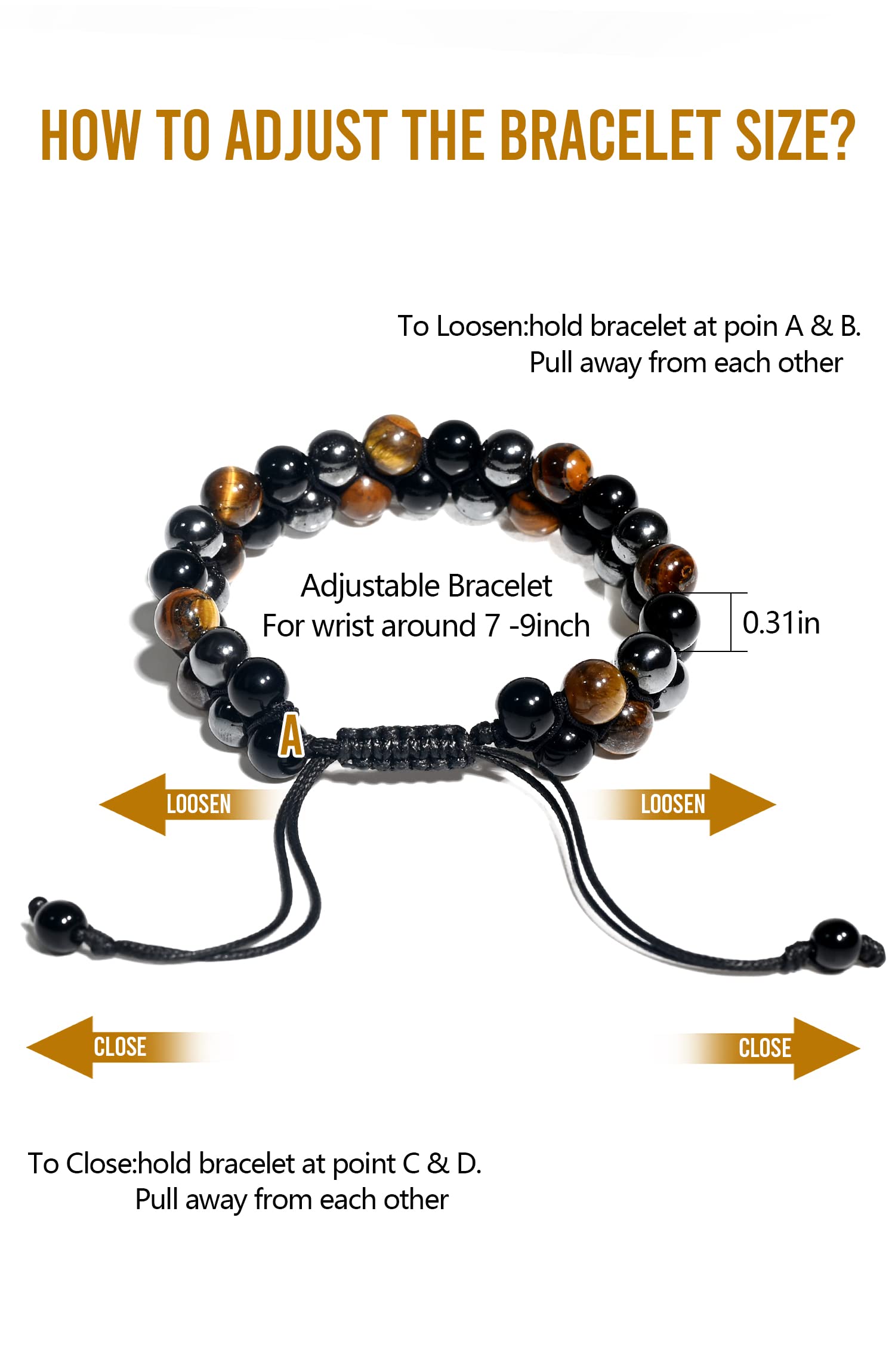 Mlooog Triple Protection Bracelet Energy Obsidian Men's beaded bracelet-tiger's eye lady's double-layered hand protection bracelet brings good luck and wealth