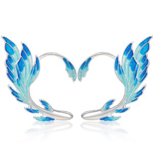 yumikoo metal elf ear cuffs fairy stud earrings blue anime for women