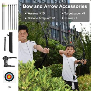 Runzkzy Bow and Arrow for Teens Beginner Archery Set for Youth Bow and Arrow Shooting Practice Compound Bow for Kids Backyard and Outdoor Archery Training Middle School Boy Gifts (Package 2)