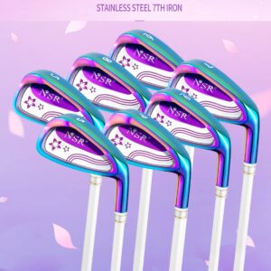 LOWLO 13 Pcs Complete Golf Clubs Set for Women Right Handed Includes 460cc Alloy Driver, Fairway Woods, Hybrid, 6-#SW, Putter and Golf Stand Bag