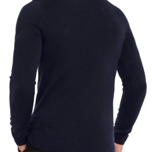 KINGBEGA Men's Regular Fit Basic Lightweight Long Sleeve Pullover Shirt Mock Turtleneck, Navy Blue1, Medium