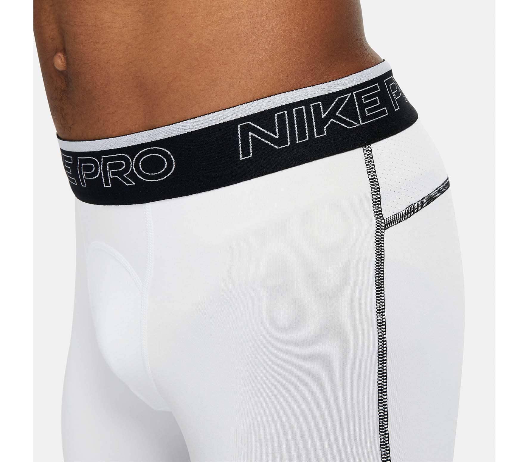 Nike Pro Dri-FIT Men's 3/4 Tights (Regular, White/Black, Medium)