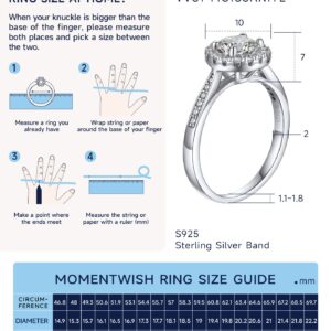 MomentWish Engagement Rings for Women, 1Carat Moissanite Promise Rings, D Color VVS1 Simulated Diamond 925 Sterling Silver Halo Rings-Size7