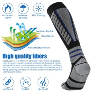 COOPLUS 2 Pack Ski Socks for Women Men Compression Knee High Winter Warm Socks for Skiing Snowboarding Outdoor Sports Gift