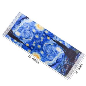 Cutewing Van Gogh Scarf Pashmina Shawl Wraps for Women Blue Cashmere Scarfs Fashion Boho Tassel Scarves Large Blanket Scarf Warm for Fall Winter