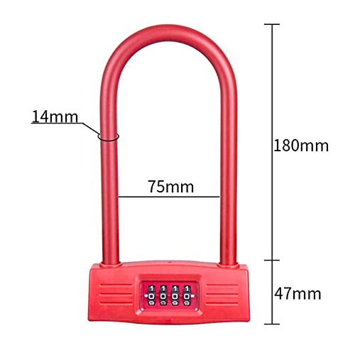 MGUOTP Heavy Duty Anti-Theft Bicycles U Lock Bike Combination Lock Combo Gate Lock for Bicycle Motorcycle Password Lock Padlock, Red (Color : Blue)