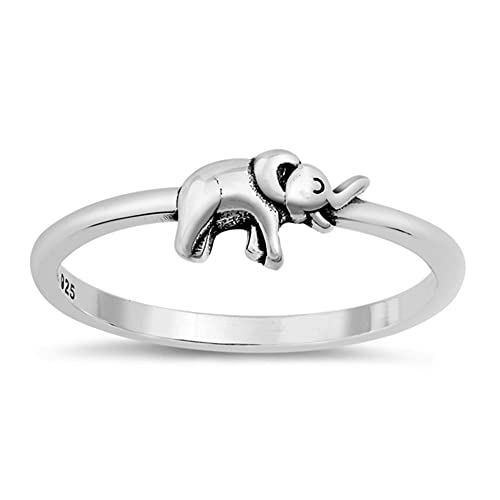 Cute Simple Elephant Polished Ring New .925 Sterling Silver Band Size 5