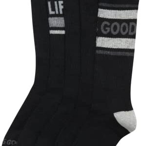 Life is Good Men's Athletic Socks - Performance Cushion Crew Socks (5 Pack), Size 6-12.5, Black