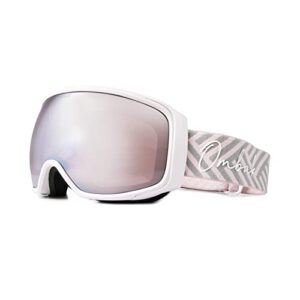 ombak ski goggles - malibu pink frame & pink mirror lens - ski/snowboard goggles for men, women & youth