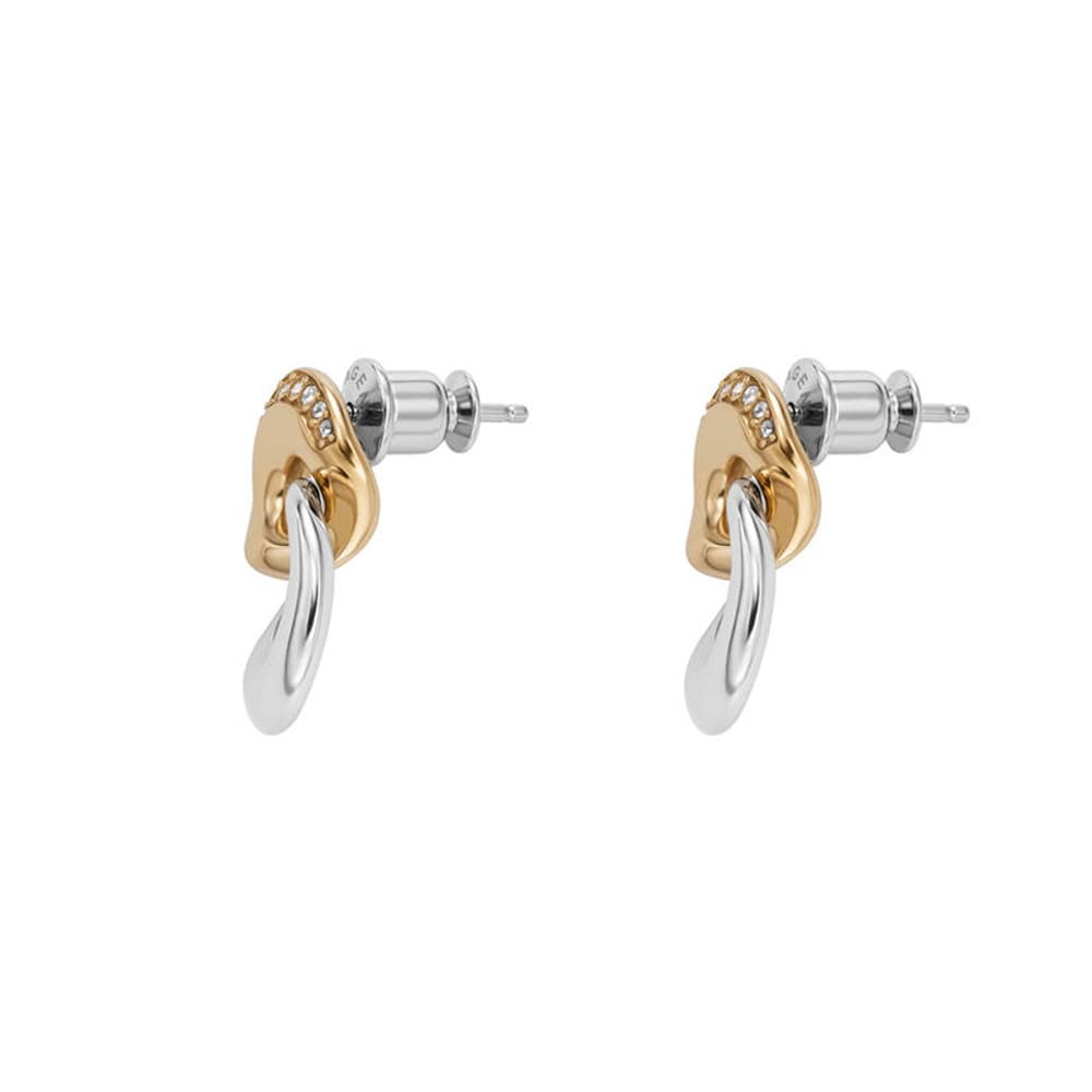 Skagen Women's Kariana Gold Tone Earrings With Crystal Accents, Two-Tone